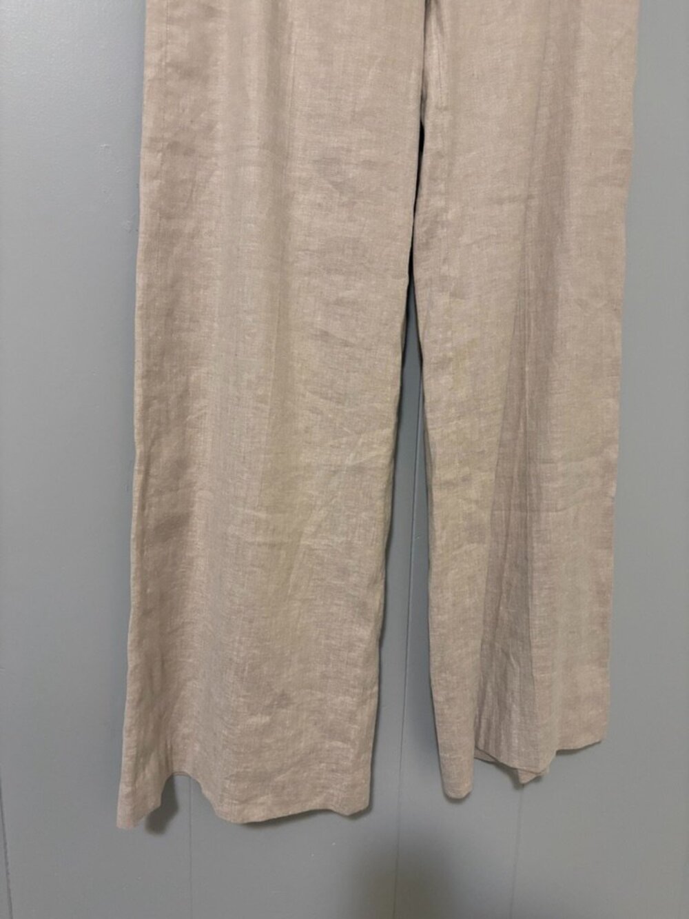 Theory Terena High Waist Wide Leg Trouser Pants Linen Blend Sierra/White Size 8 - Picture 4 of 12